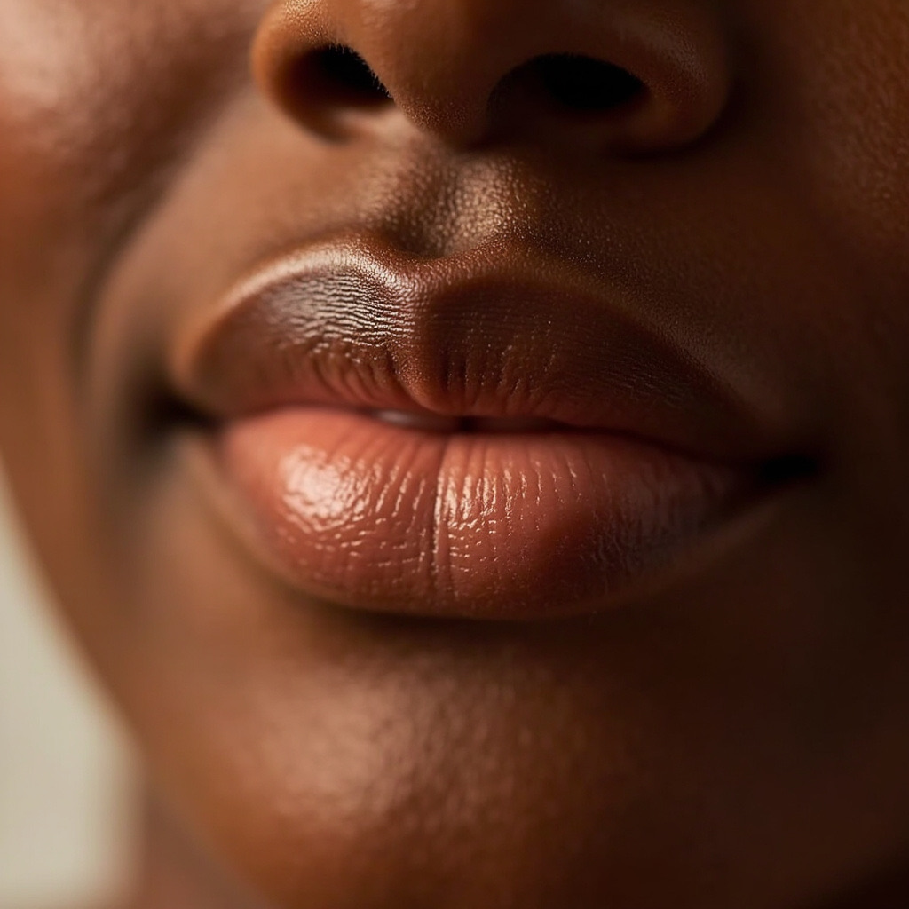 AI illustration of dark lip neutralization, not a client result