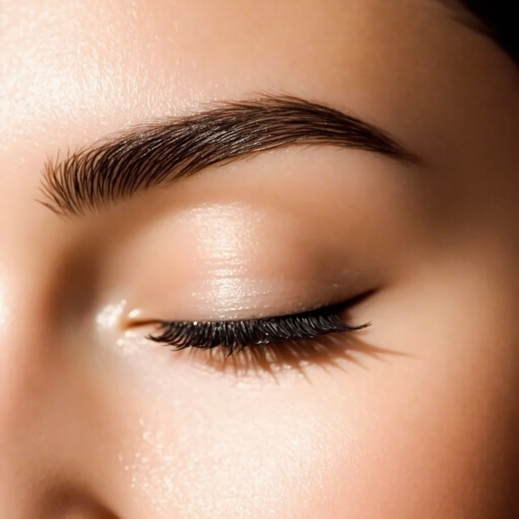 AI illustration of hair-stroke (nano) brows, not a client result