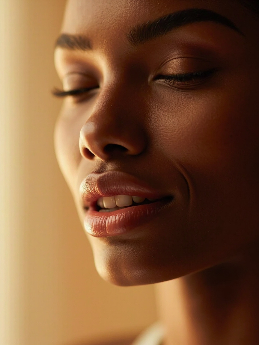 Editorial beauty portrait for Dark Lip Neutralization